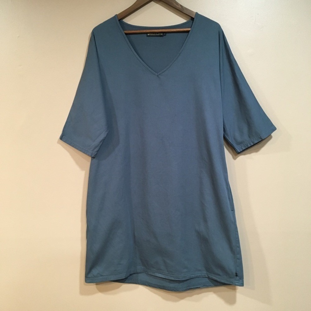 United By Blue Organic Tunic Dress Womens L Blue Sustainable Lagenlook Oversized